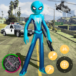 New Spider Stickman Rope Hero Shooting Crime 2020 v1.0 Mod (Unlimited Coin + Gems) Apk